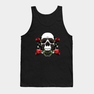 Valentine Skull Roses  Anamorphic Illusion  (Large Print) Tank Top